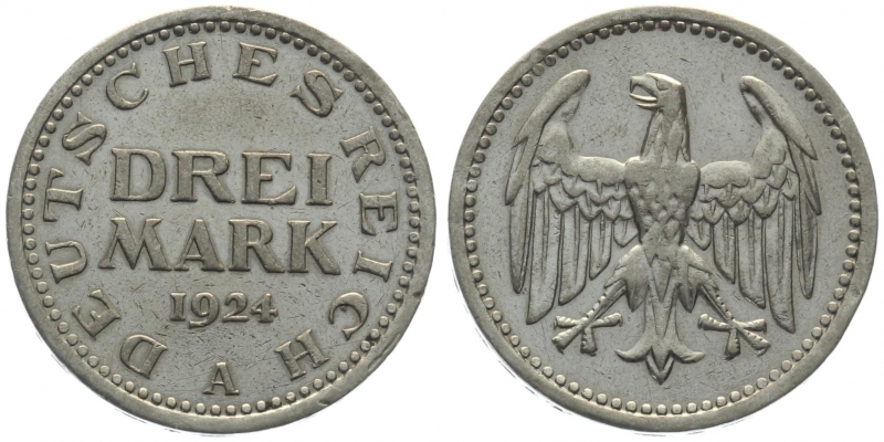 Weimar 3 Reichsmark 1924 A